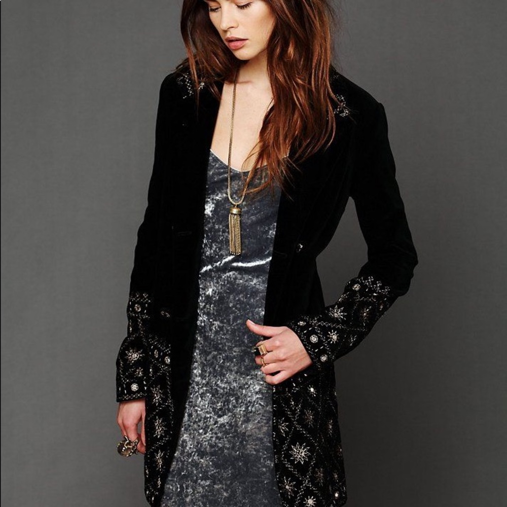 RARE Free People Embellished Magic Velvet Coat M